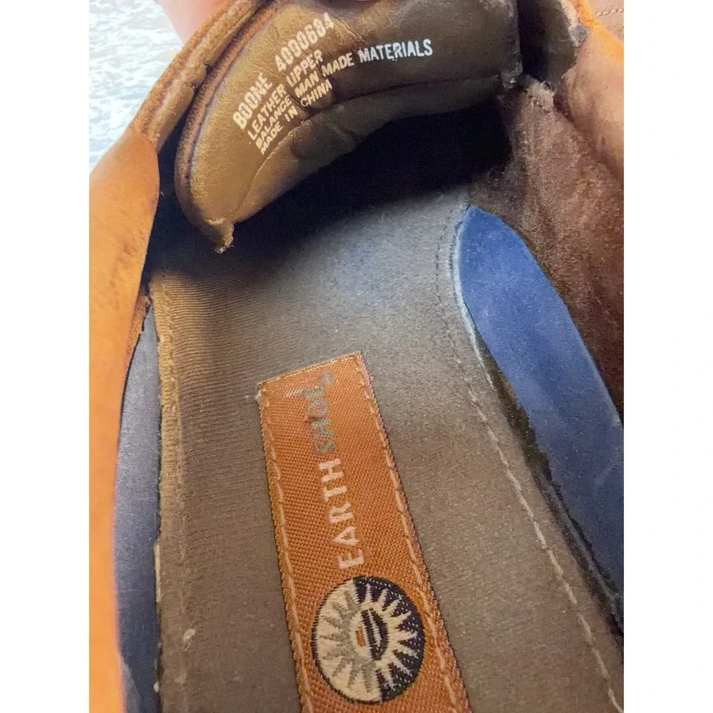 Earth Shoes Brown Leather Boat Shoes Men's Size 9 Lace Up Comfort Casual